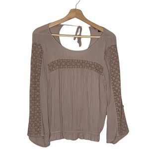 American Eagle Outfitter Dusty Lilac Long Sleeve Boho Top Size Small